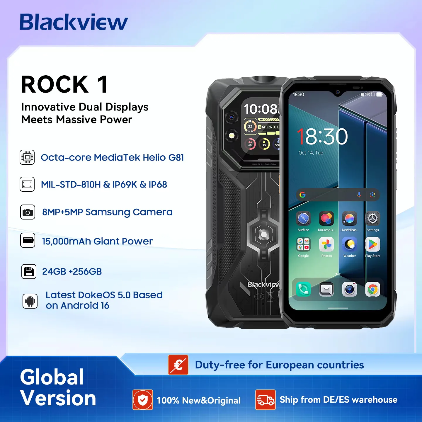 Blackview Rock 1 Android 16 | 24GB RAM, 256GB/2TB