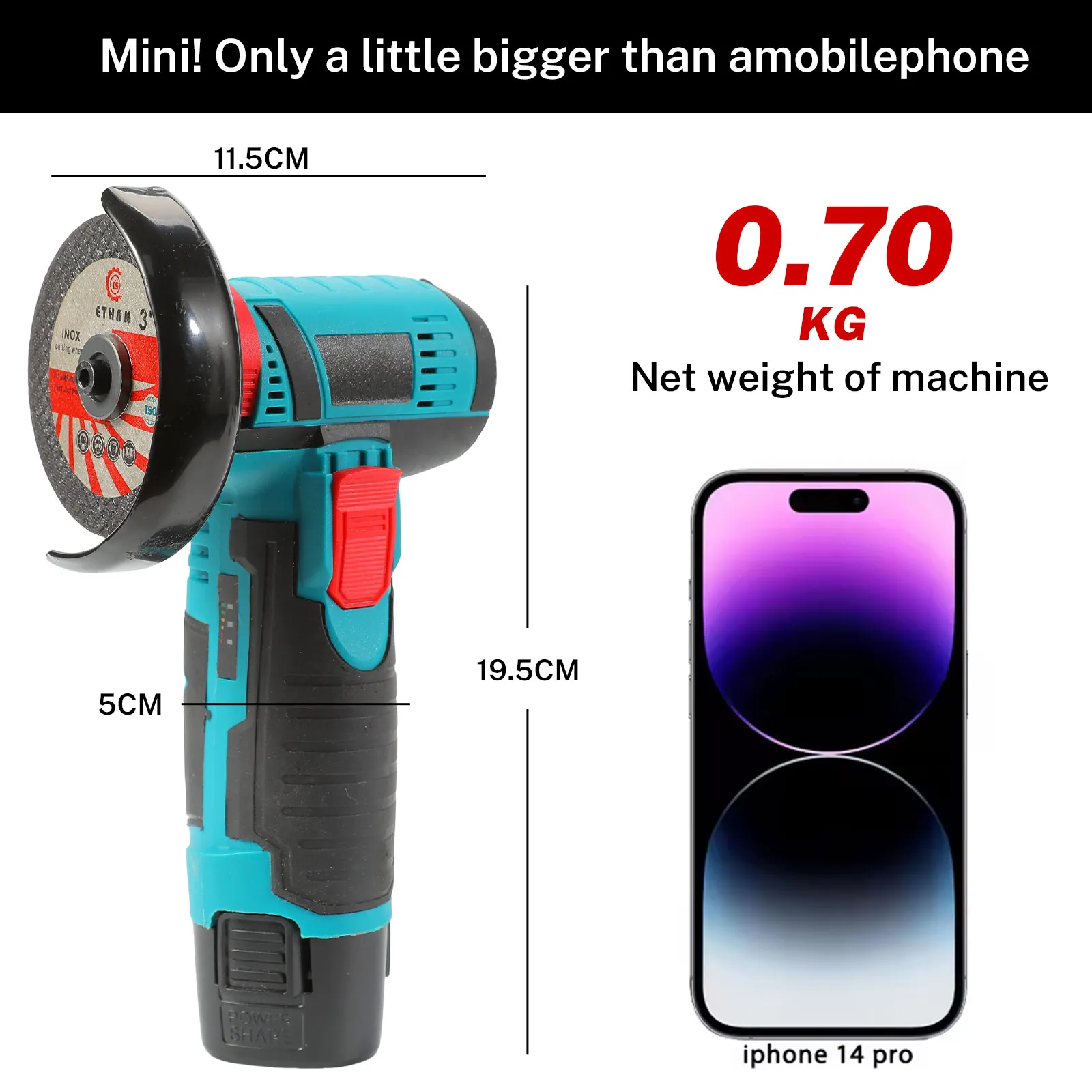 Mini szlifierka kątowa 12V Li-Ion - 6