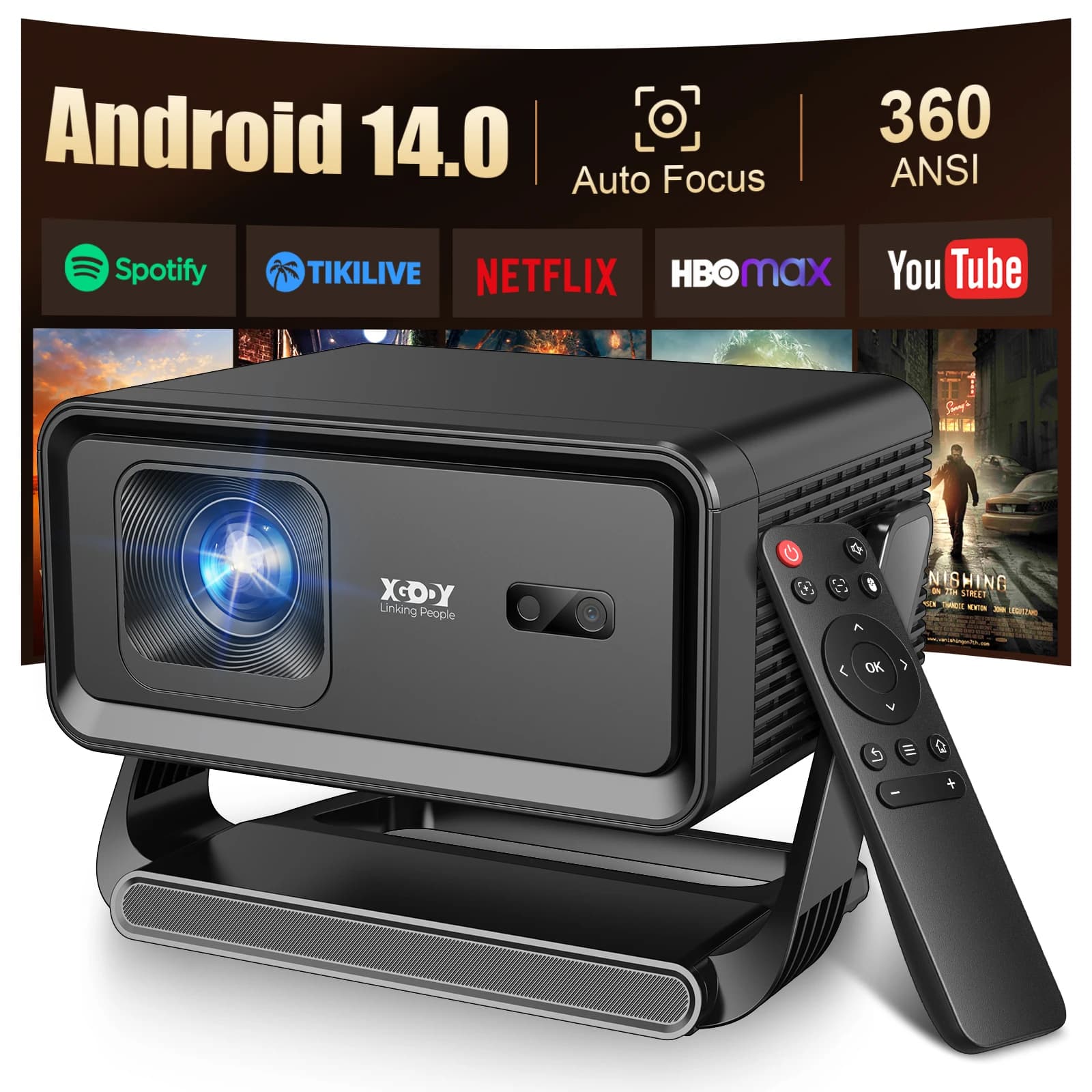 Projektor XGODY 4K z automatycznym focusem
