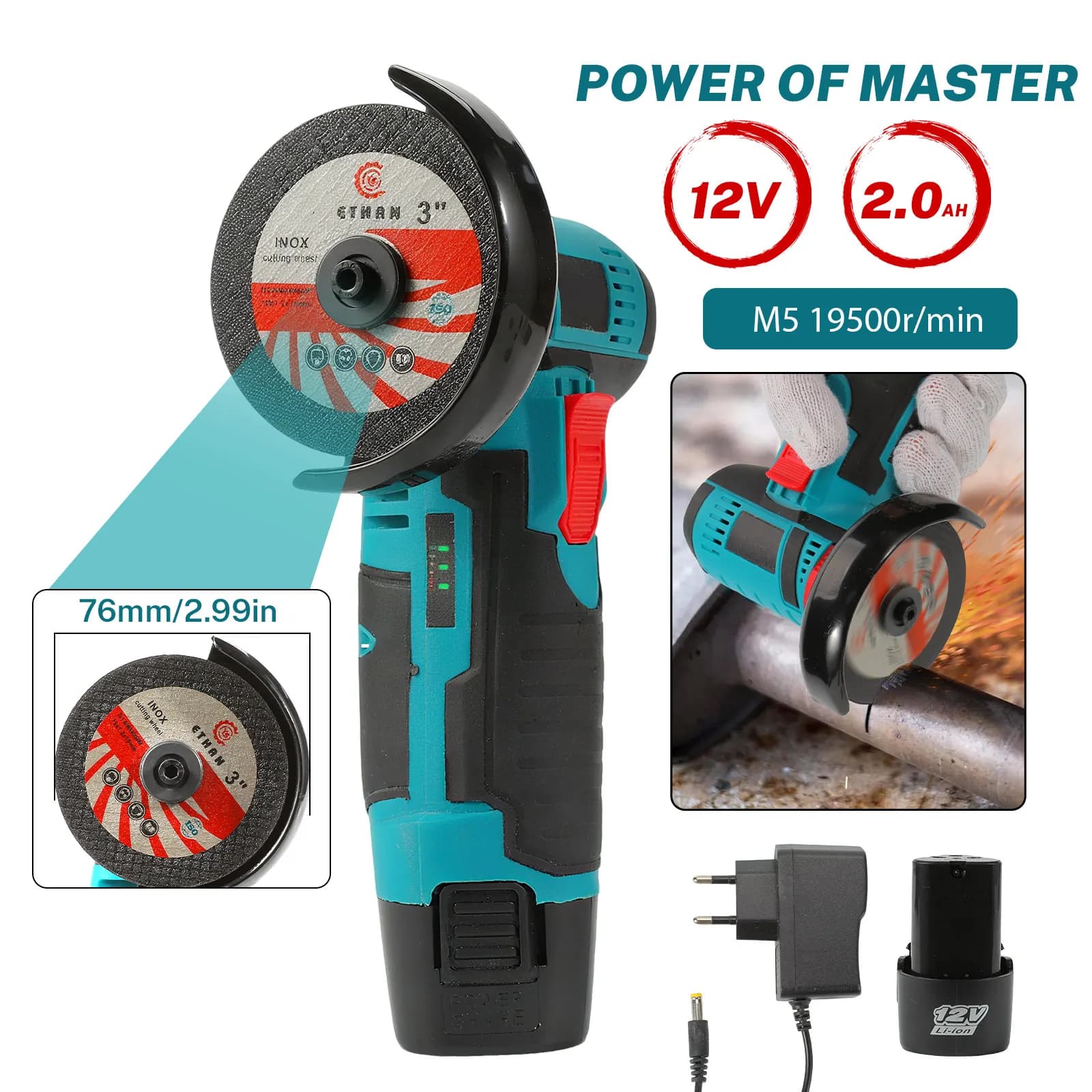 Mini szlifierka kątowa 12V Li-Ion - 4