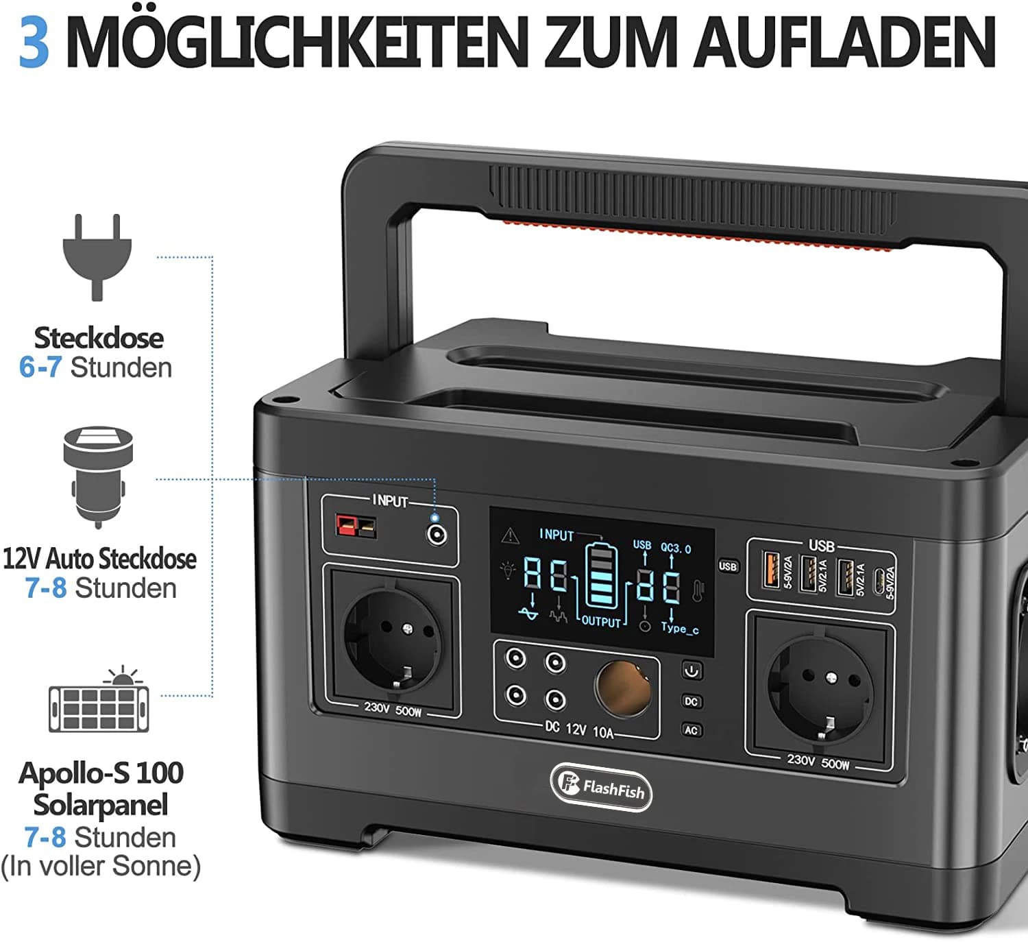 Przenośna stacja zasilania Flashfish P63 500W - 3