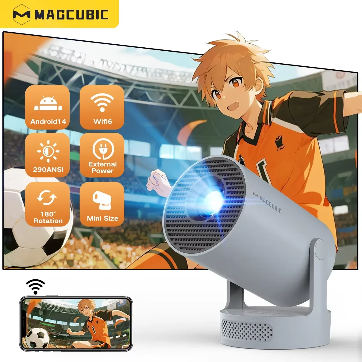 Projektor Magcubic 8K z WiFi 6 i Bluetooth