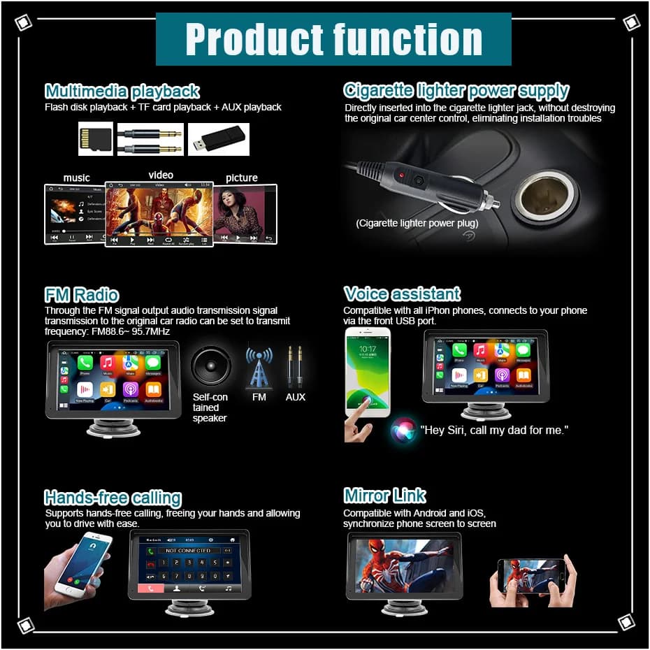 Radioodtwarzacz samochodowy 7 cali GPS CarPlay - 3