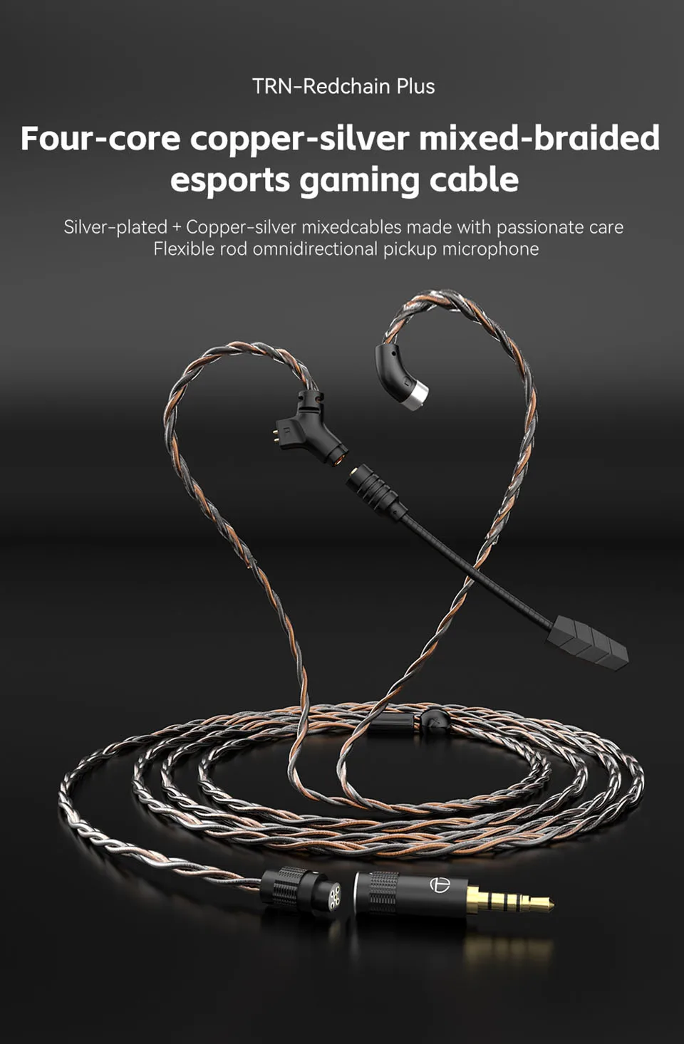 Kabel TRN RedChain Plus z mikrofonem 3.5mm - 3