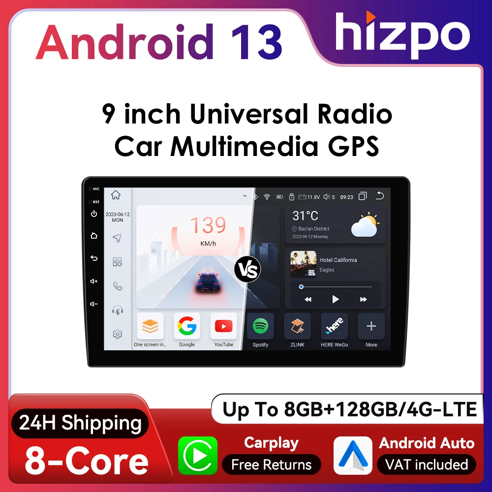 Radio samochodowe 9" Android 4G CarPlay GPS