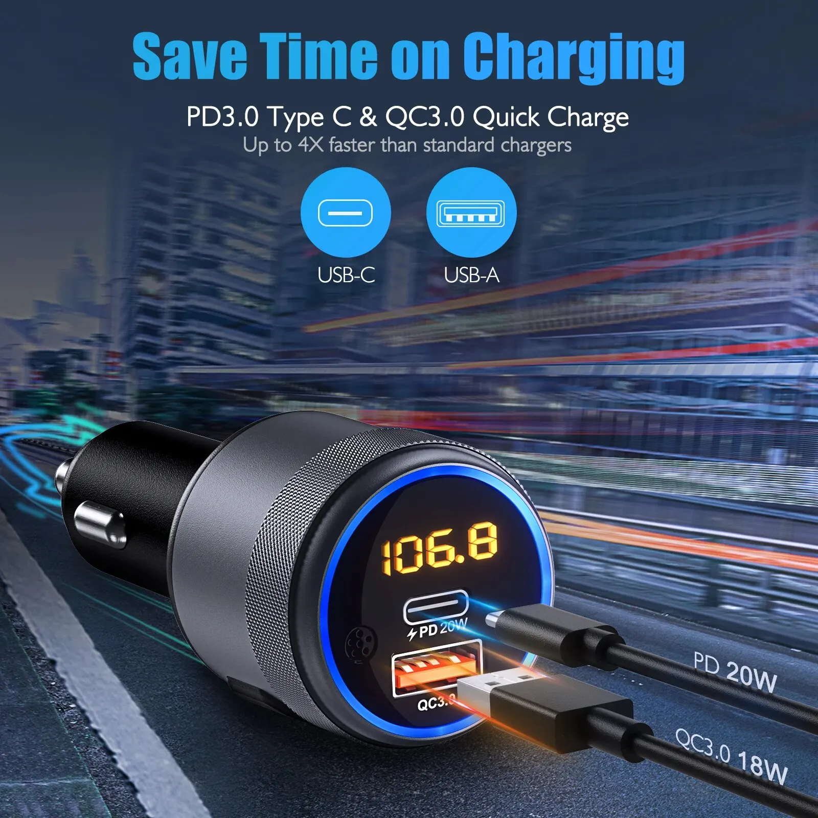 Nadajnik FM Bluetooth do samochodu z ładowaniem - 3