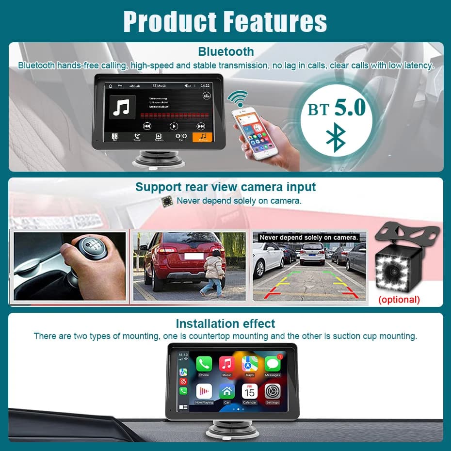 Radioodtwarzacz samochodowy 7 cali GPS CarPlay - 5