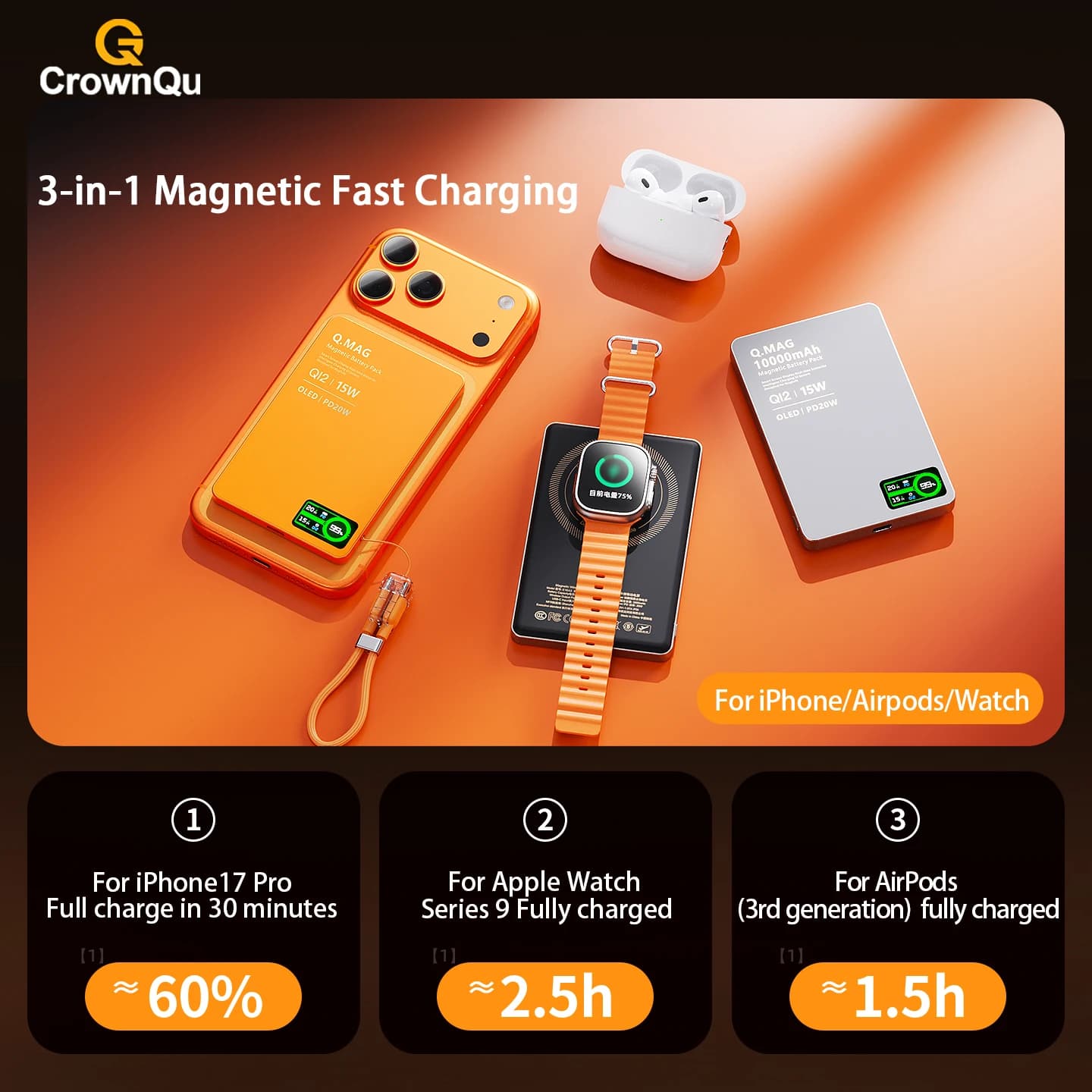 Magnetyczny powerbank Qi 2.1 z USB-C 5000-10000mAh - 4