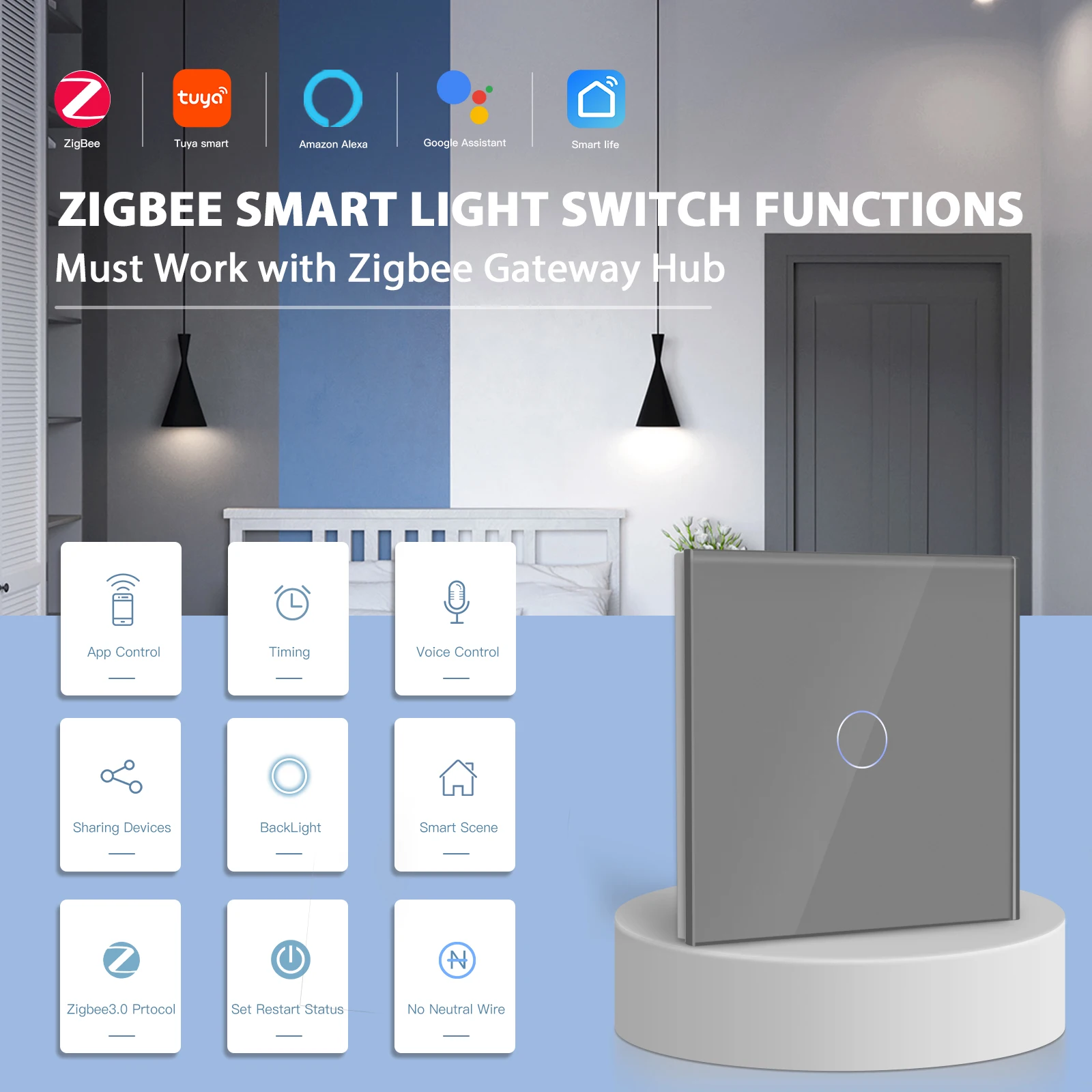 Inteligentny włącznik Zigbee do Tuya Smart Life - 3
