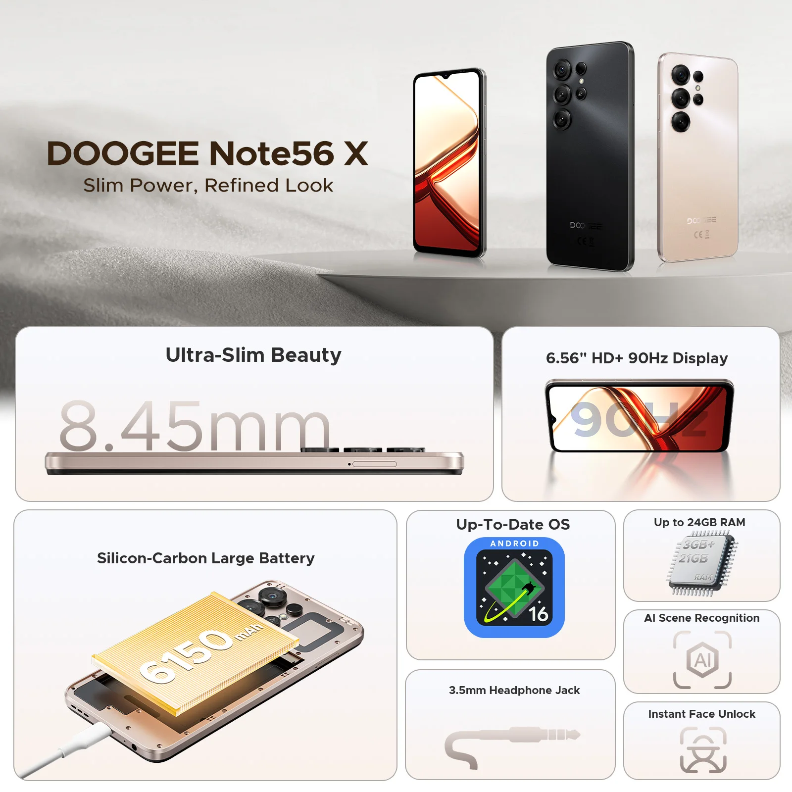 DOOGEE Note56 X - Smartfon Android 16, 6.56" - 3
