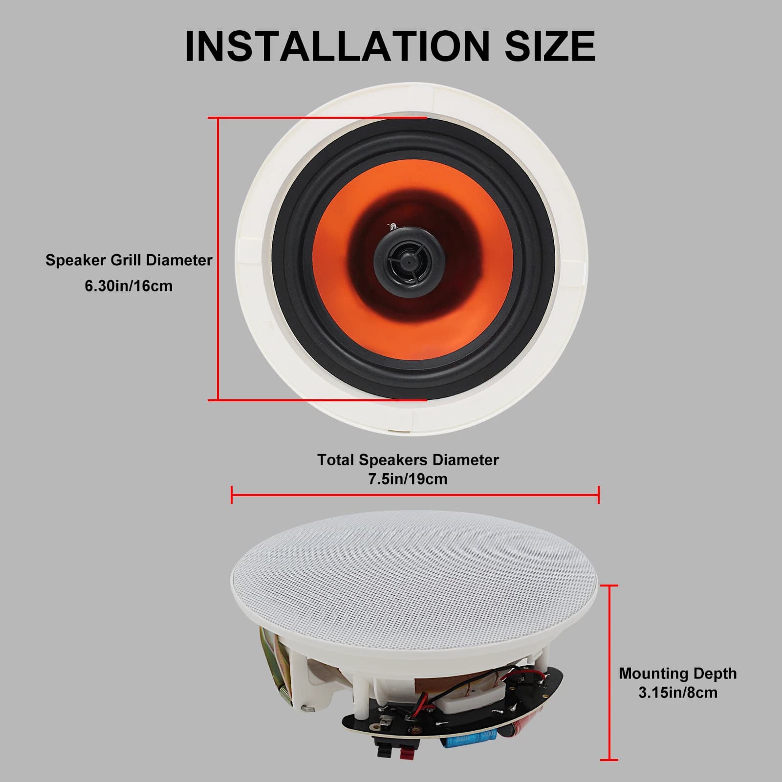 Głośniki sufitowe Bluetooth 300W, zestaw 2 szt. - 4