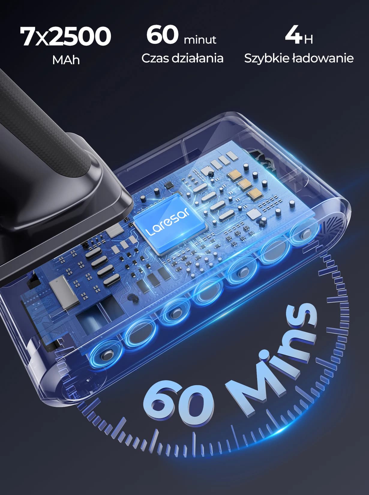 Odkurzacz bezprzewodowy Laresar V8 48000PA - 3