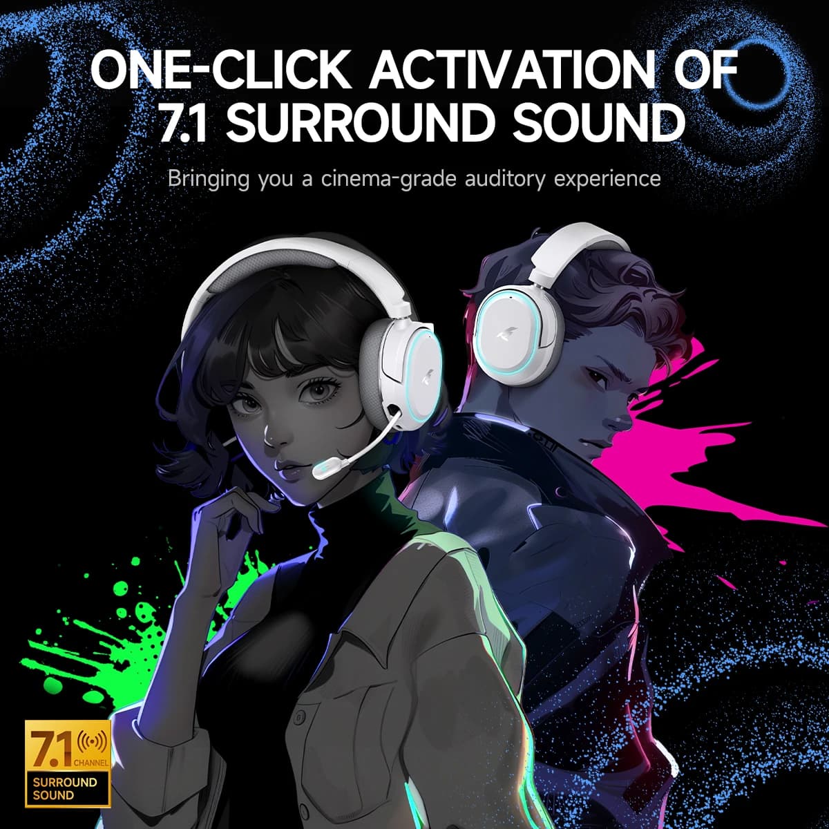 Picun G2 Słuchawki bezprzewodowe 2,4 GHz do gier - 4