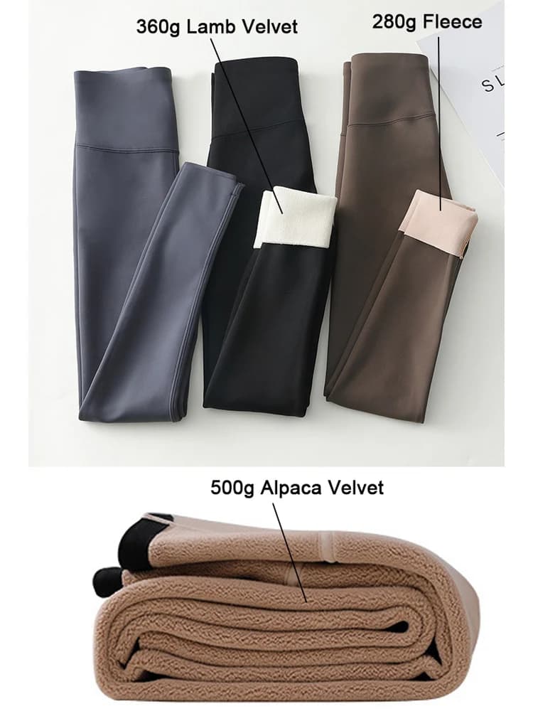 Legginsy zimowe damskie polarowe wysoka talia - 7