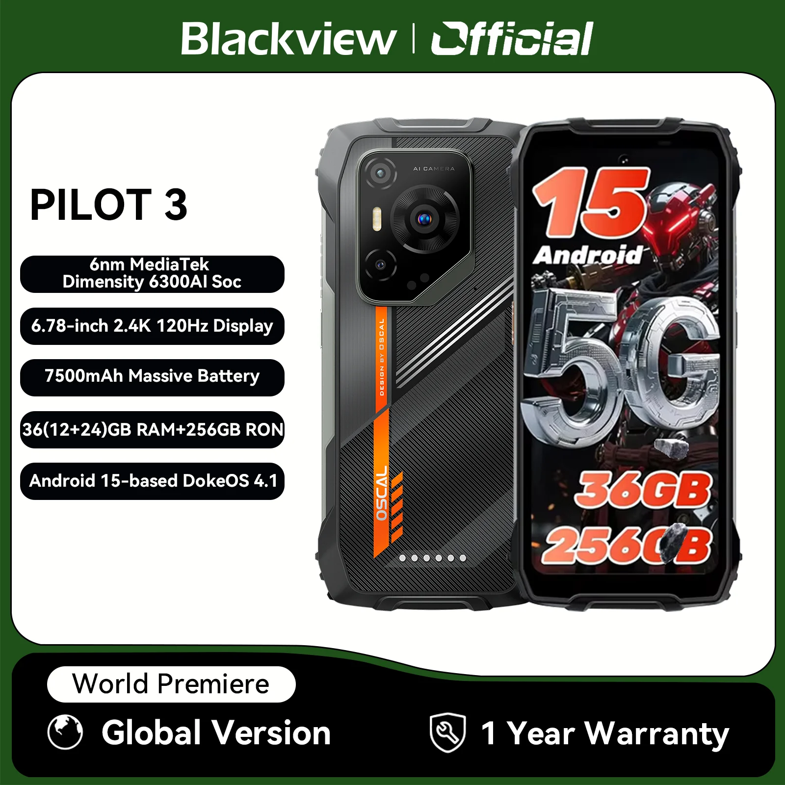 Blackview Oscal Pilot 3 5G smartfon wytrzymały