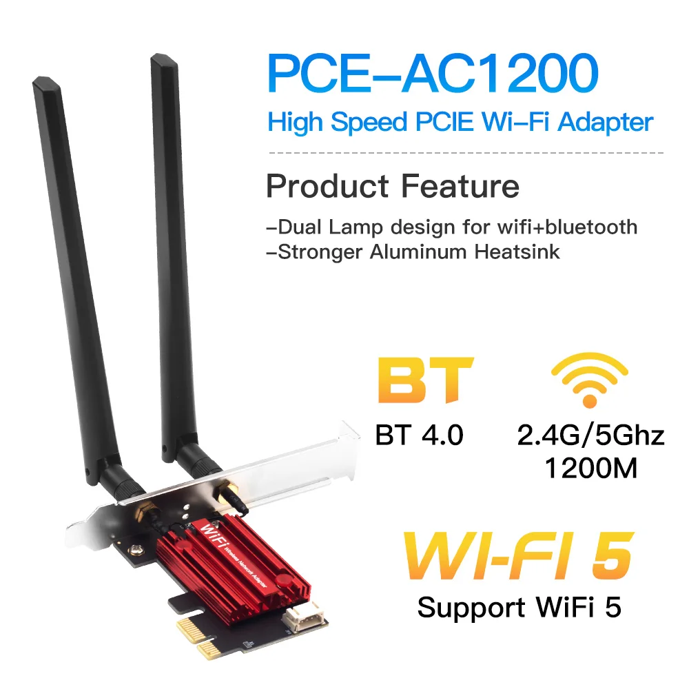 Karta sieciowa WiFi 5 PCI-E AC1200 Bluetooth - 3