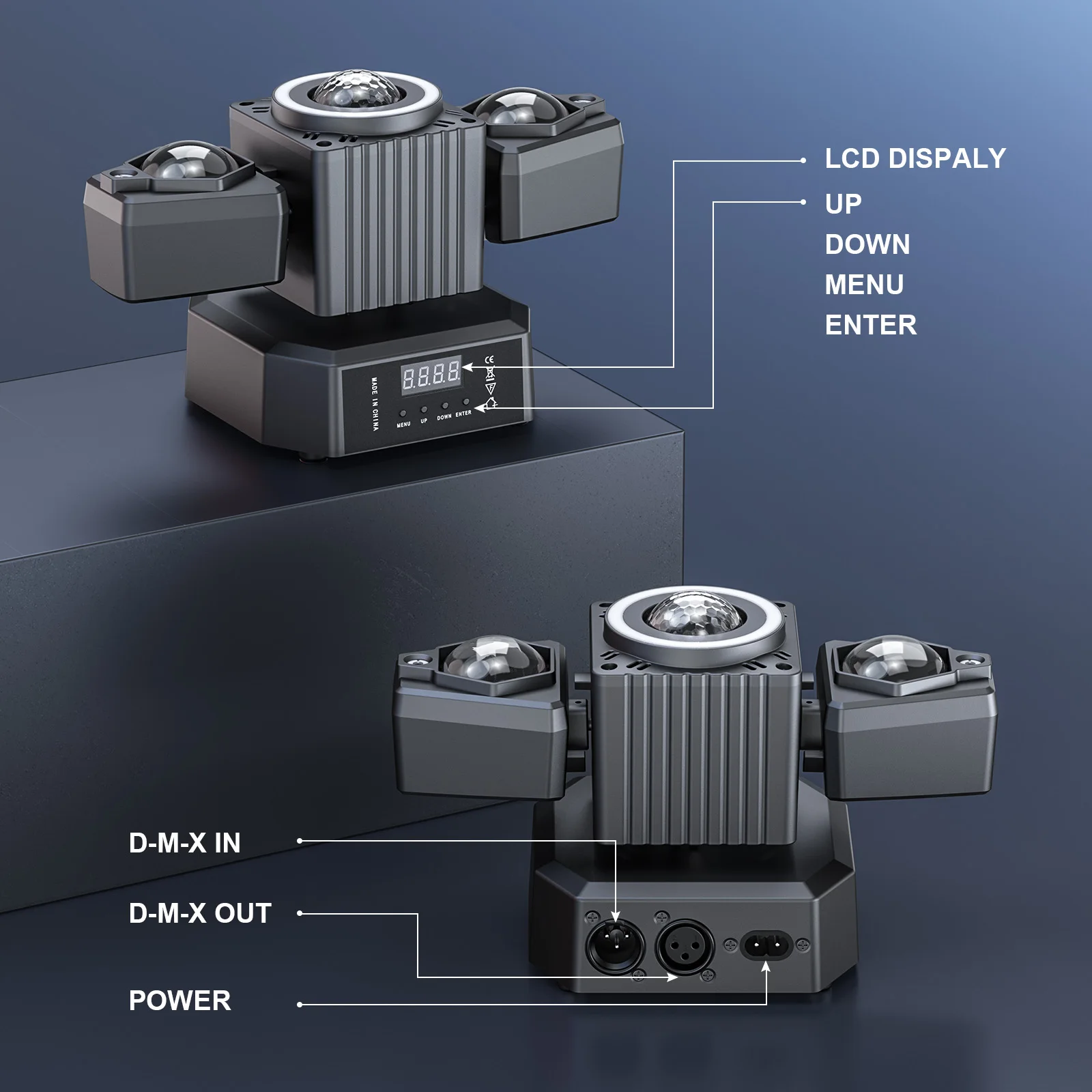 Dwuramienny projektor LED RGBW 4w1 z pilotem - 6