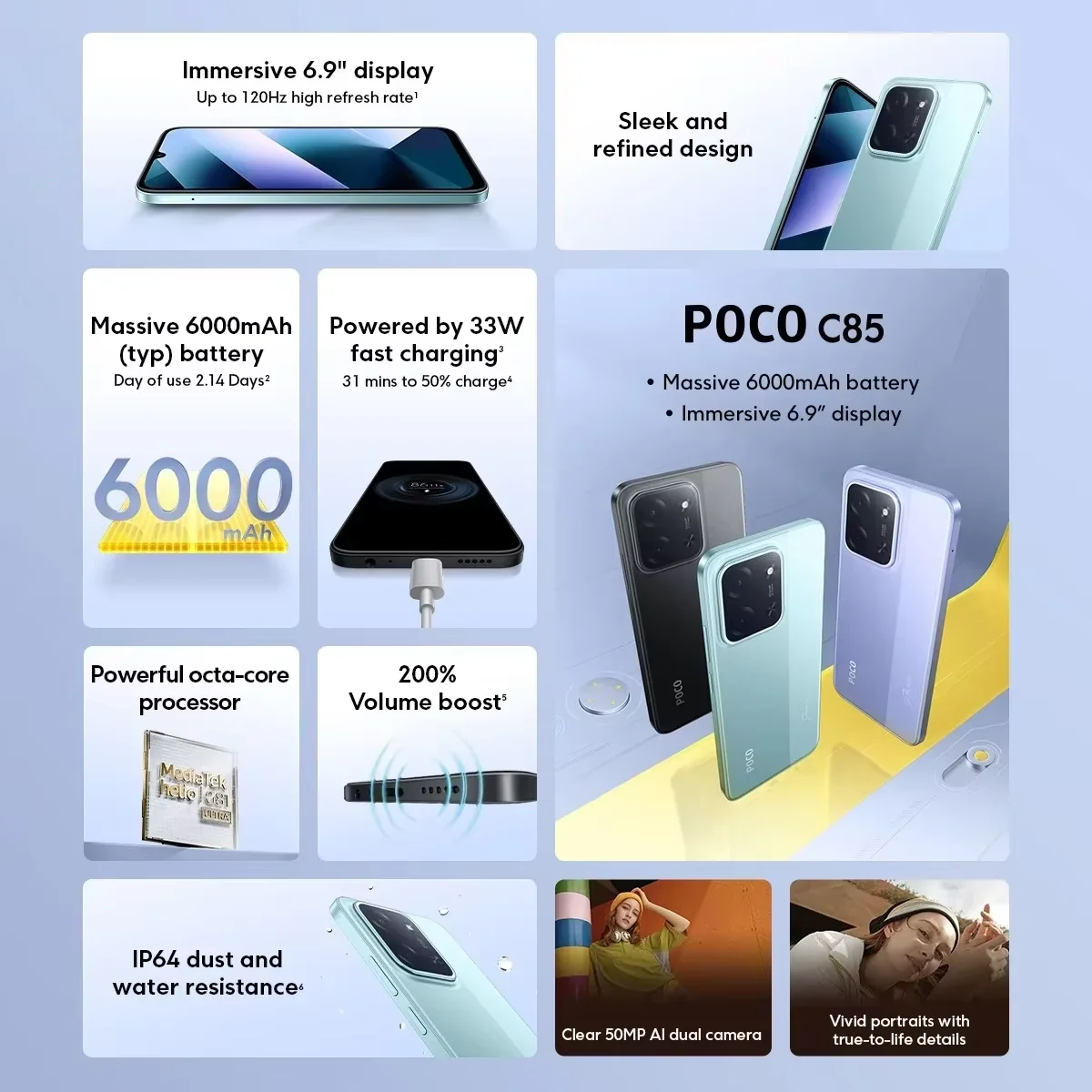 Smartfon POCO C85 6,9" bateria 6000 mAh - 3