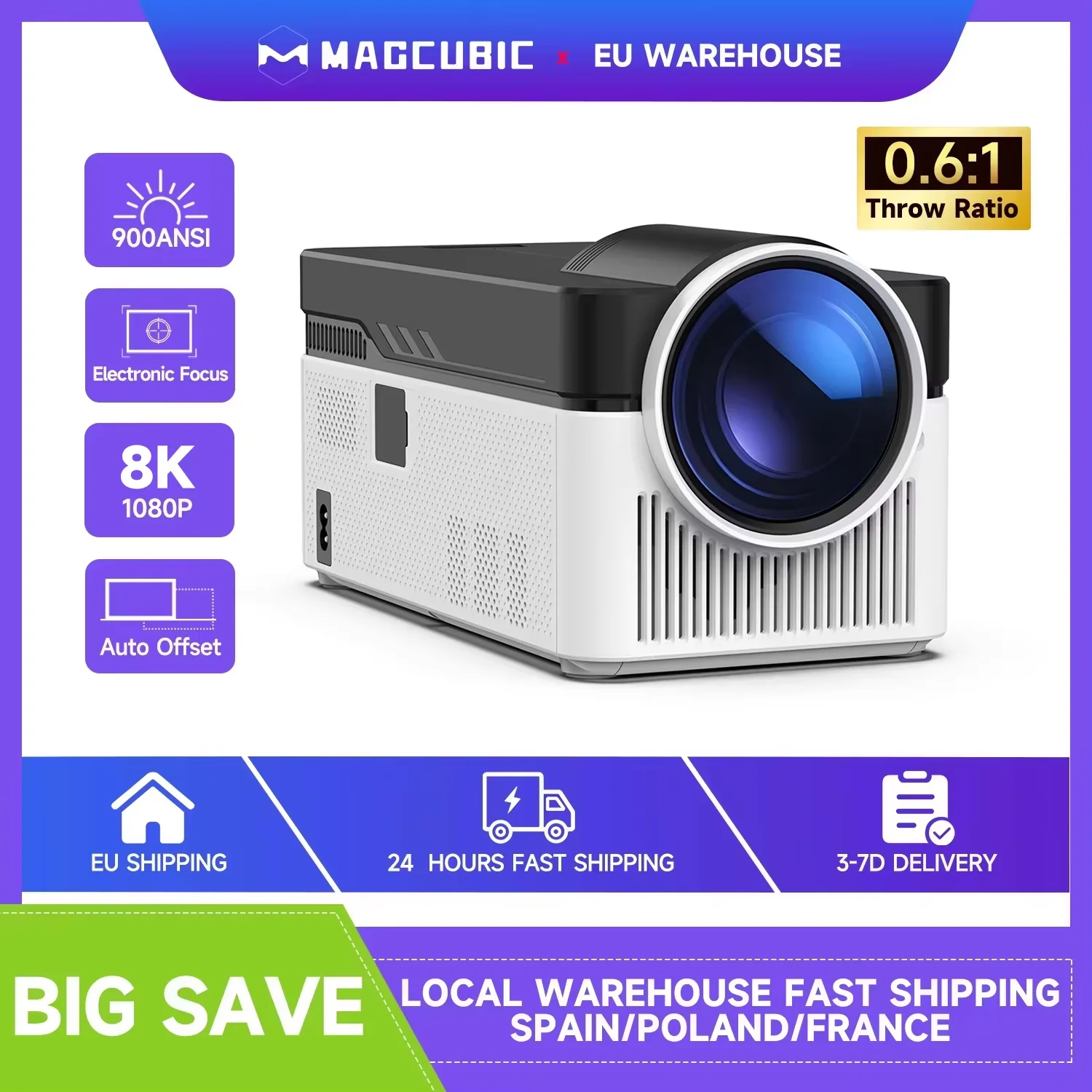 Projektor Magcubic HY450 1080P WiFi6 z autokorekią