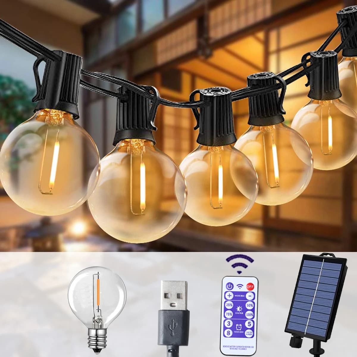 Solarne lampki ogrodowe G40 do ogrodu