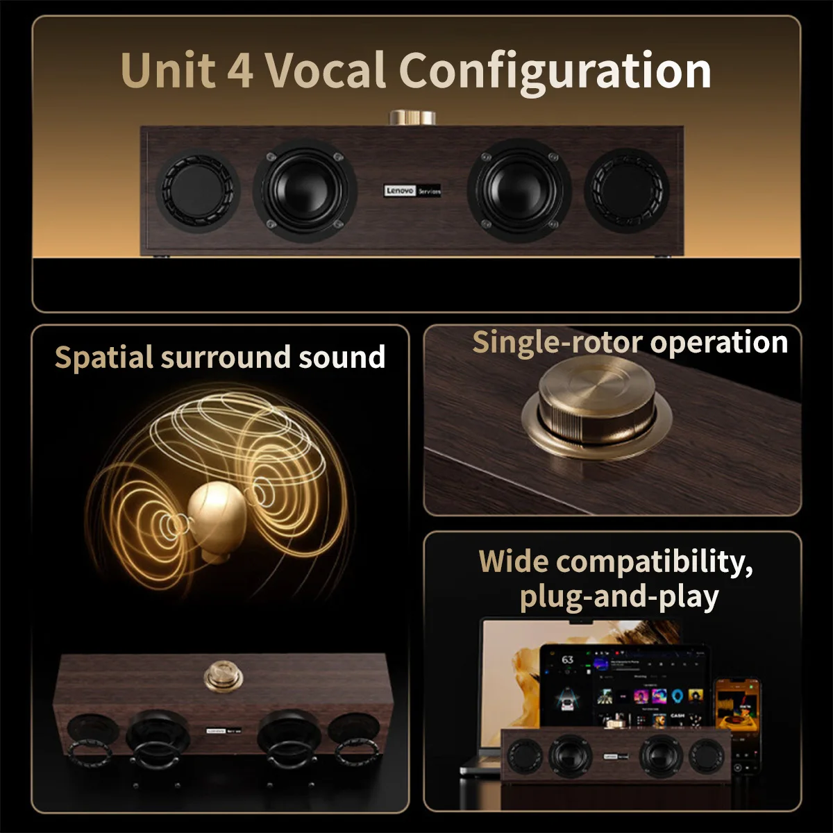 Głośnik Lenovo C02 Bluetooth, retro - 5