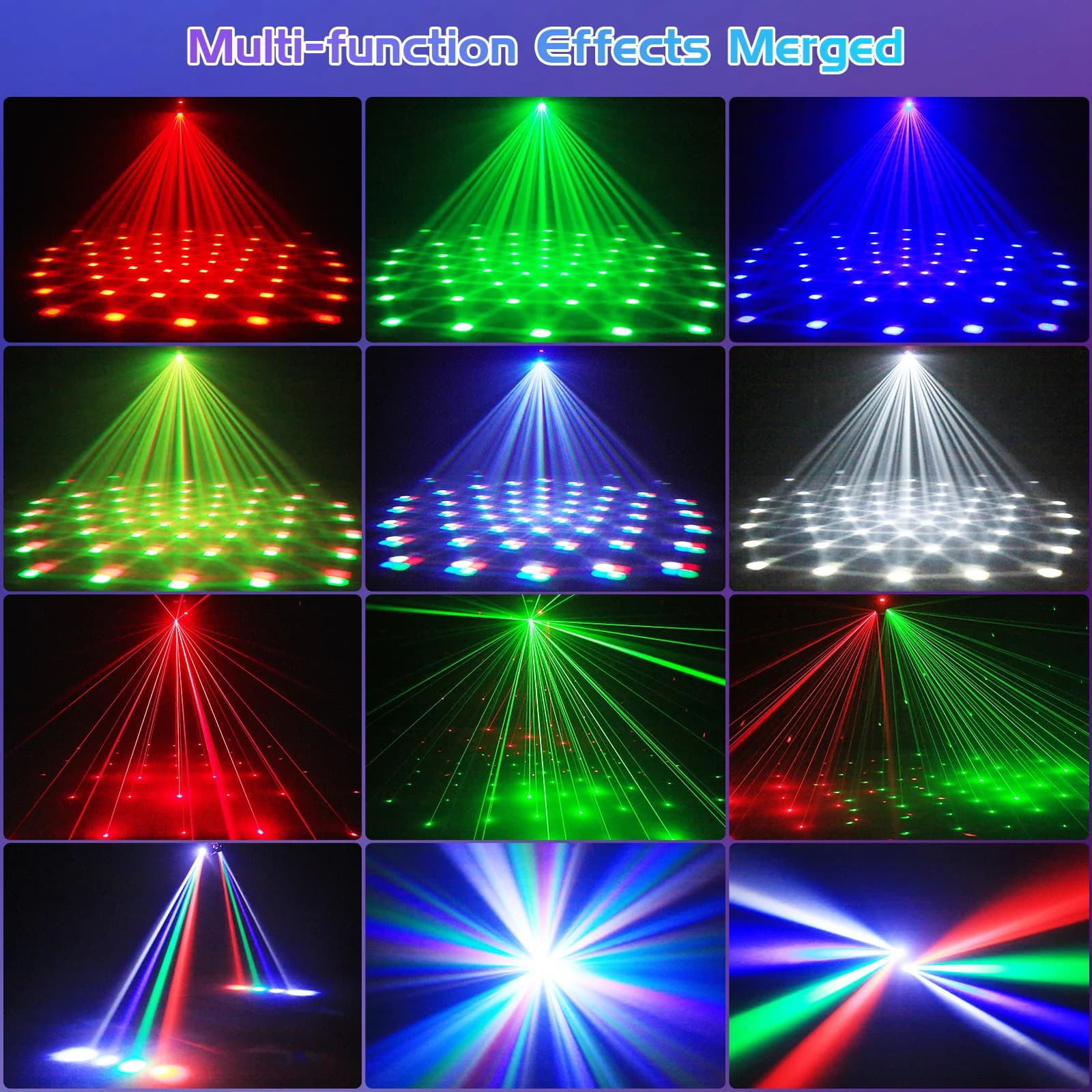 Dwuramienny projektor LED RGBW 4w1 z pilotem - 3