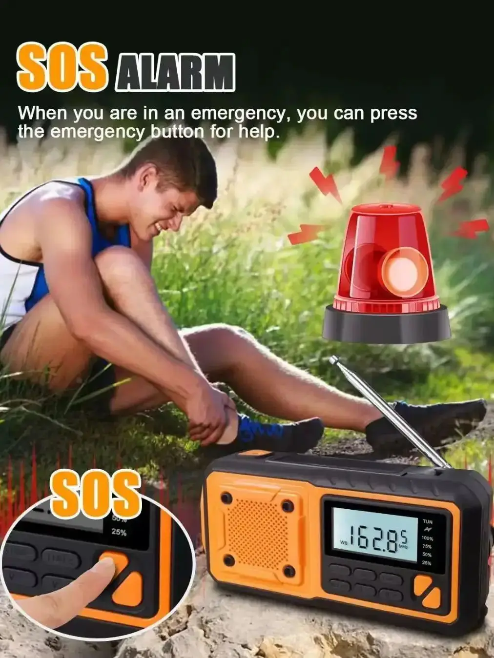 Radio awaryjne DAB+ FM z powerbankiem i głośnikiem - 6