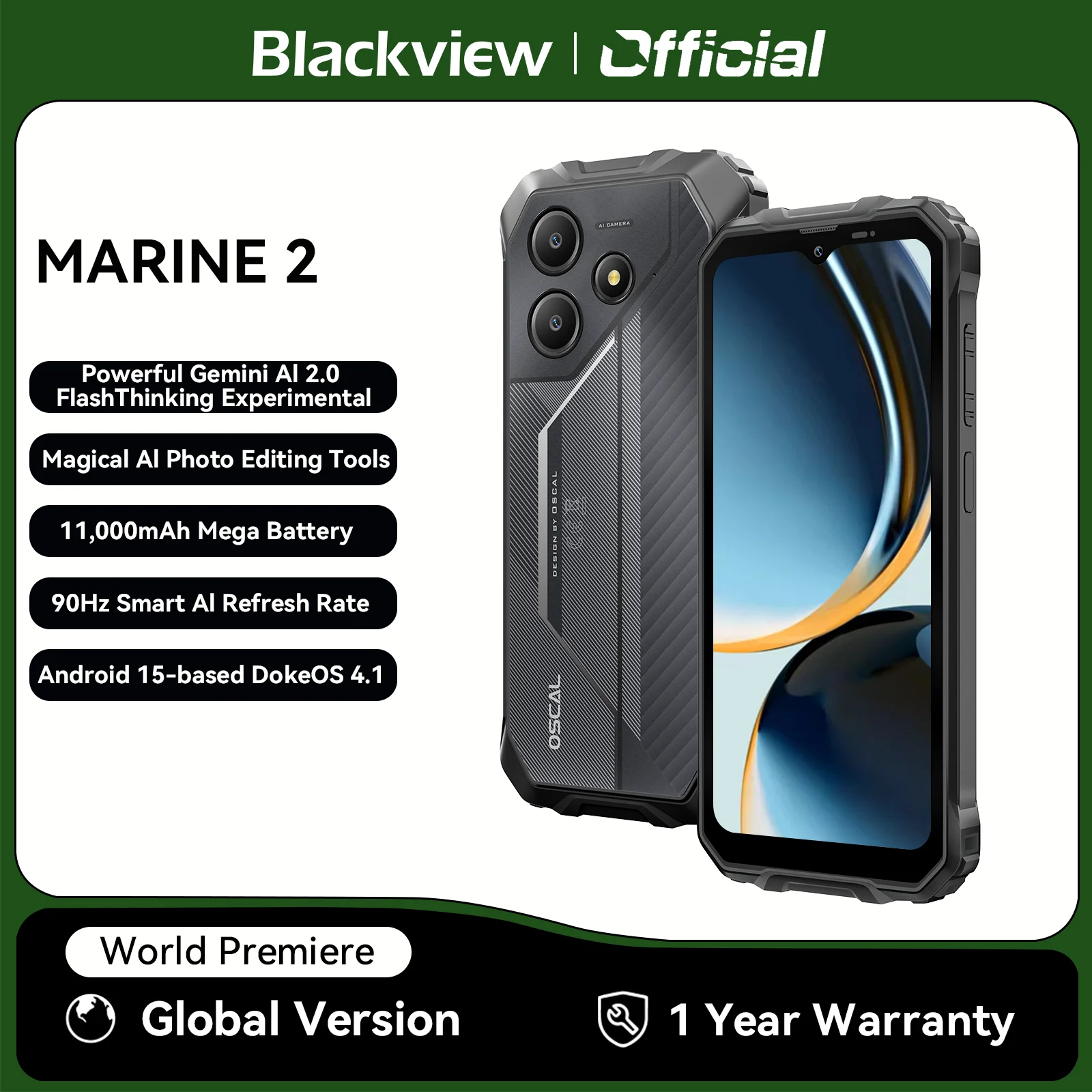 Blackview OSCAL Marine 2 AI smartfon 8/128GB