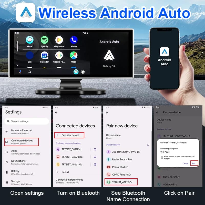 Przenośny monitor samochodowy 11,26" CarPlay Android Auto - 5
