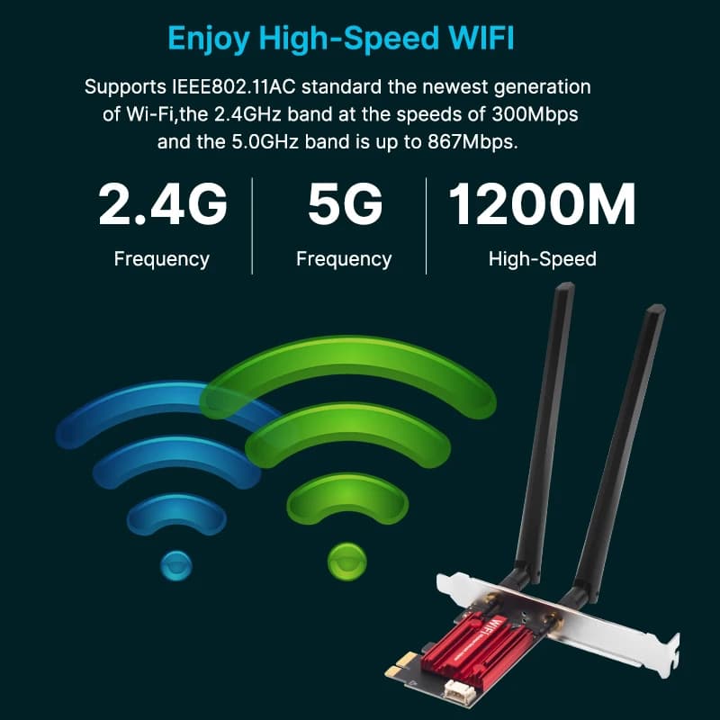 Karta sieciowa WiFi 5 PCI-E AC1200 Bluetooth - 6