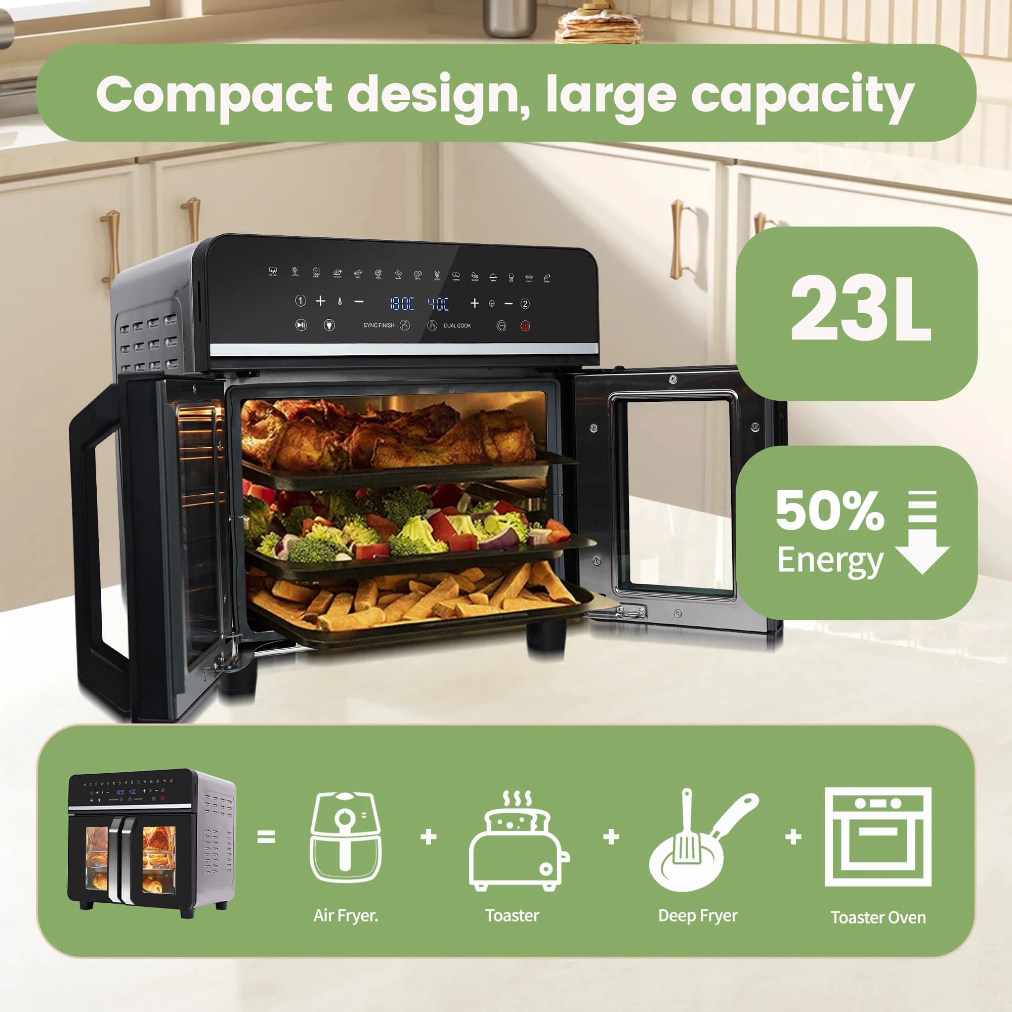 Frytkownica na gorące powietrze 23L XXL - 3