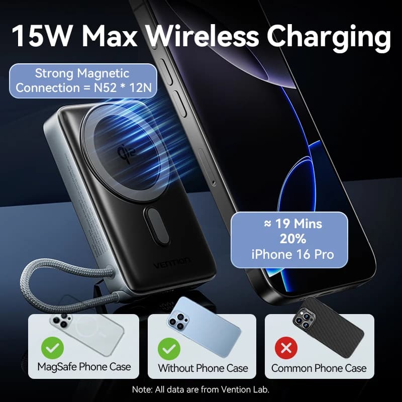 Powerbank magnetyczny 10000mAh Qi2 z kablem - 7