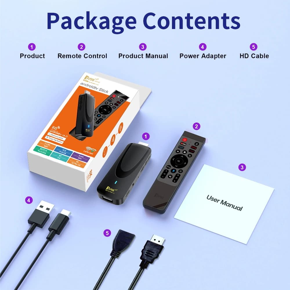 TV stick Android 14 z pilotem 4K - 6