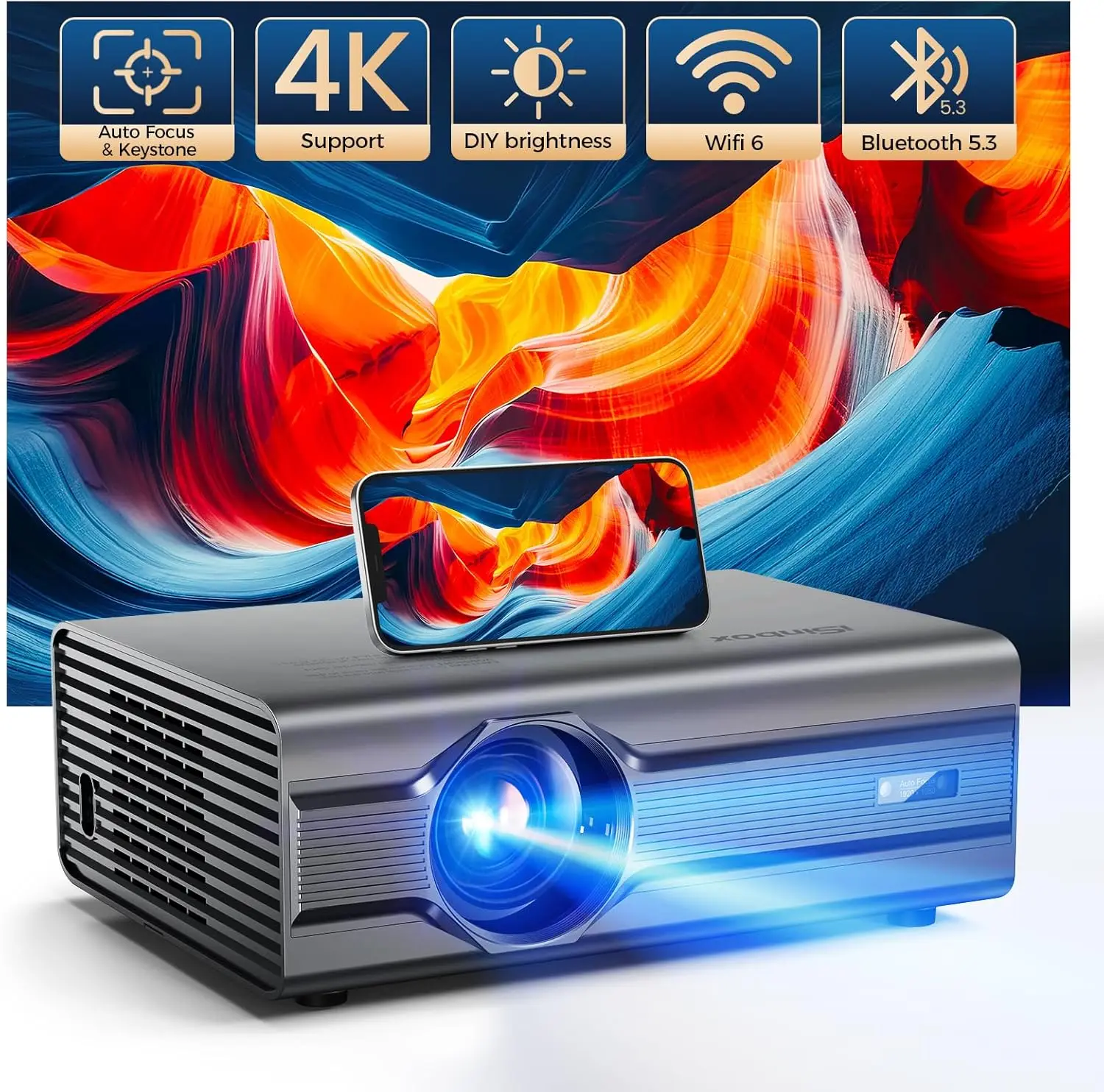 Mini projektor 700 ANSI 1080P WiFi6
