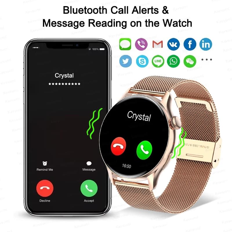 Smartwatch NFC z ekranem AMOLED i GPS dla kobiet - 4