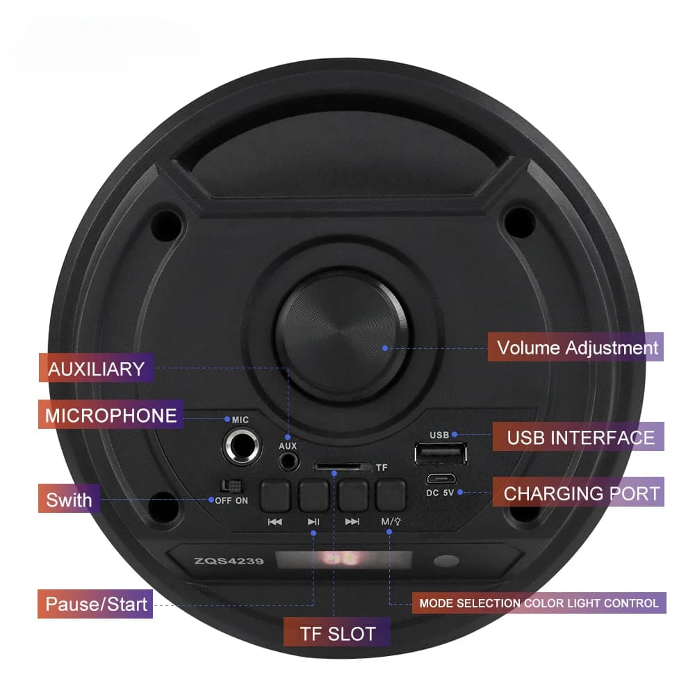 Duży kwadratowy taniec Przenośny głośnik Bluetooth LED Kolorowe światło Soundbar Kolumna KTV Soundbox Bezprzewodowy subwoofer HiFi Boombox - 4