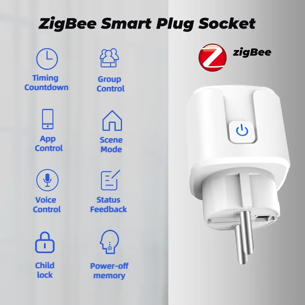 Inteligentne gniazdko Tuya EU Plug Zigbee lub WIFI 16/20A z pomiarem zużycia energii, funkcją timera, sterowaniem głosowym, kompatybilne z Alexa, Google Home i Alicą. - 7
