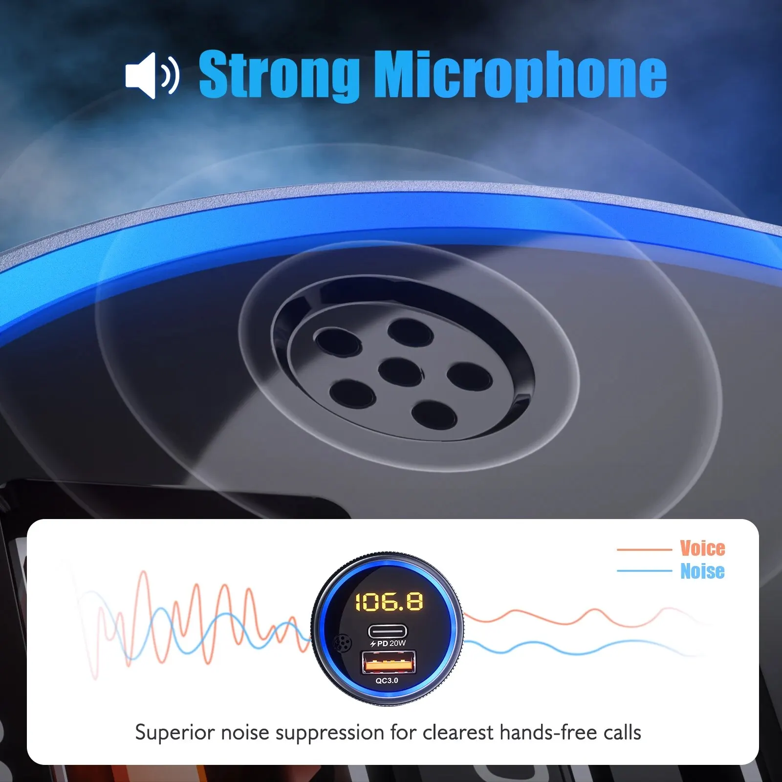 Nadajnik FM Bluetooth do samochodu z ładowaniem - 7