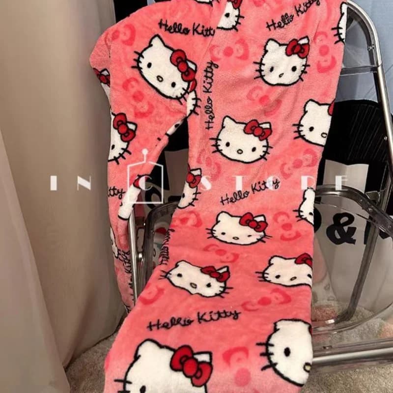 Spodnie do spania Y2K Hello Kitty Sanrio Anime Damskie spodnie do spania Cartoon Fashion Odzież domowa Spodnie do spania Wygodne ubrania domowe - 6
