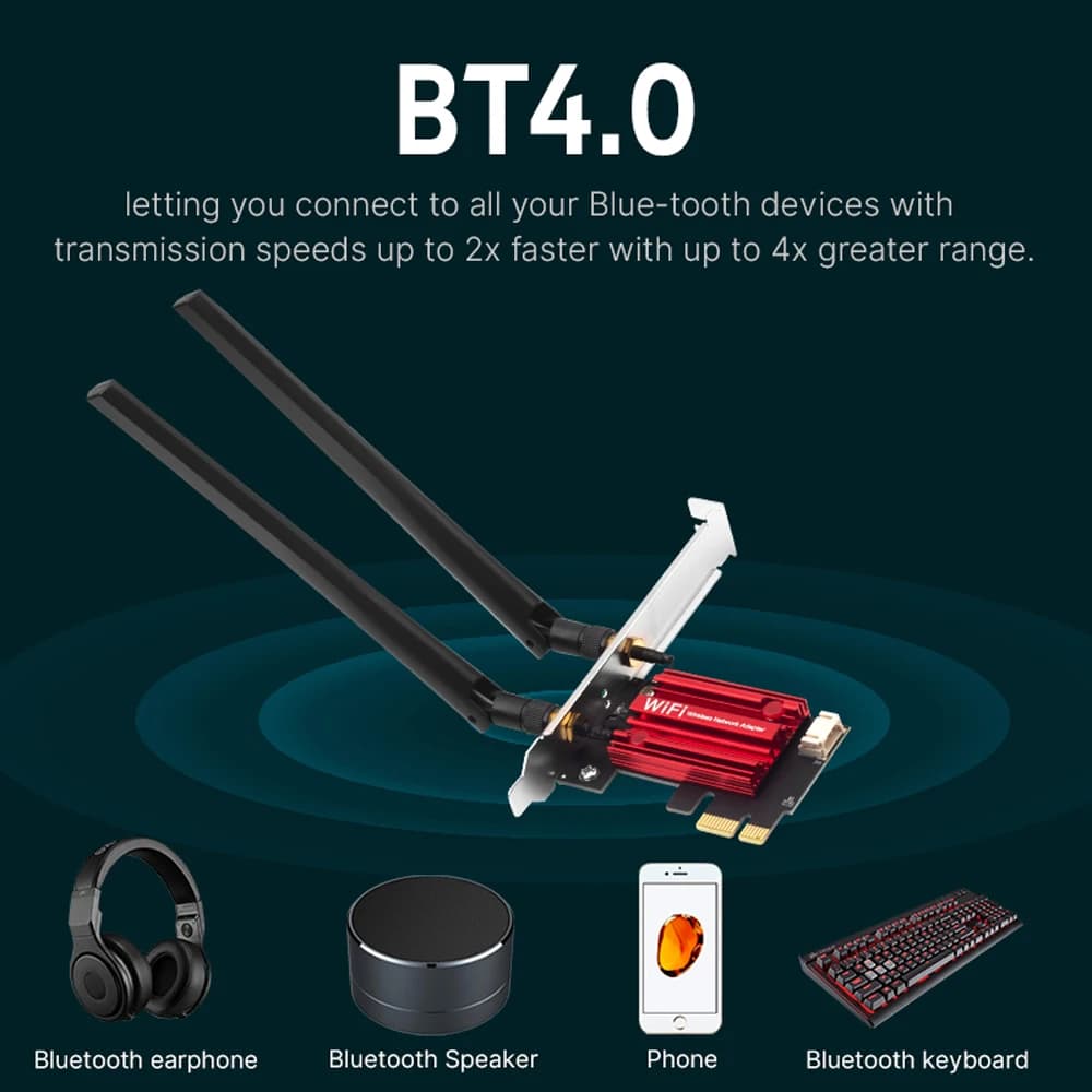 Karta sieciowa WiFi 5 PCI-E AC1200 Bluetooth - 4