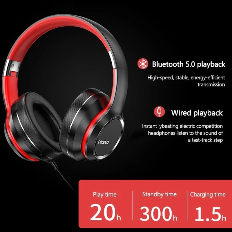 Słuchawki Bluetooth Lenovo HD200 nauszne - 3