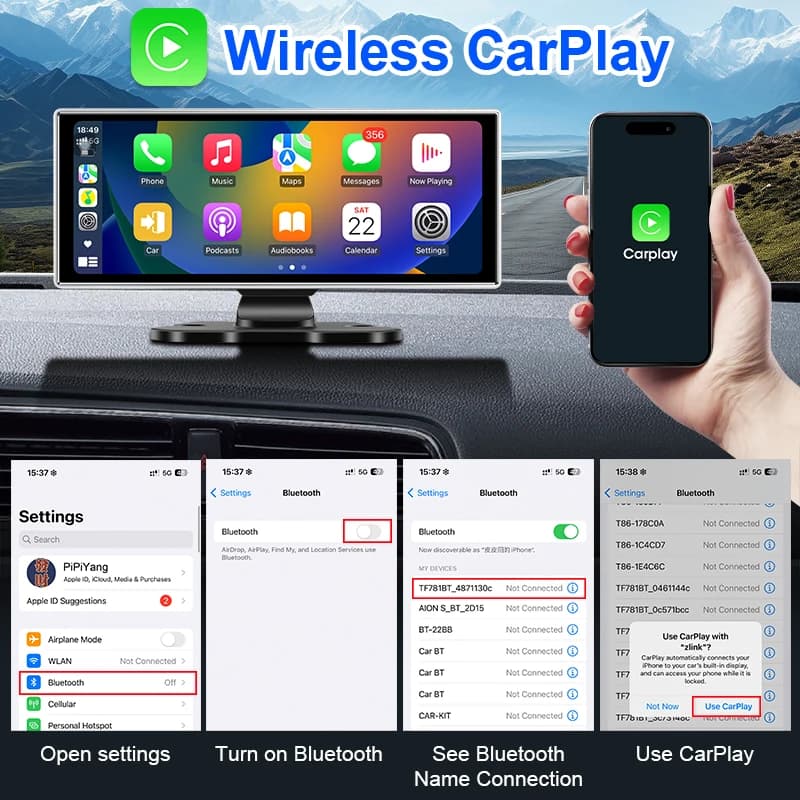 Przenośny monitor samochodowy 11,26" CarPlay Android Auto - 4