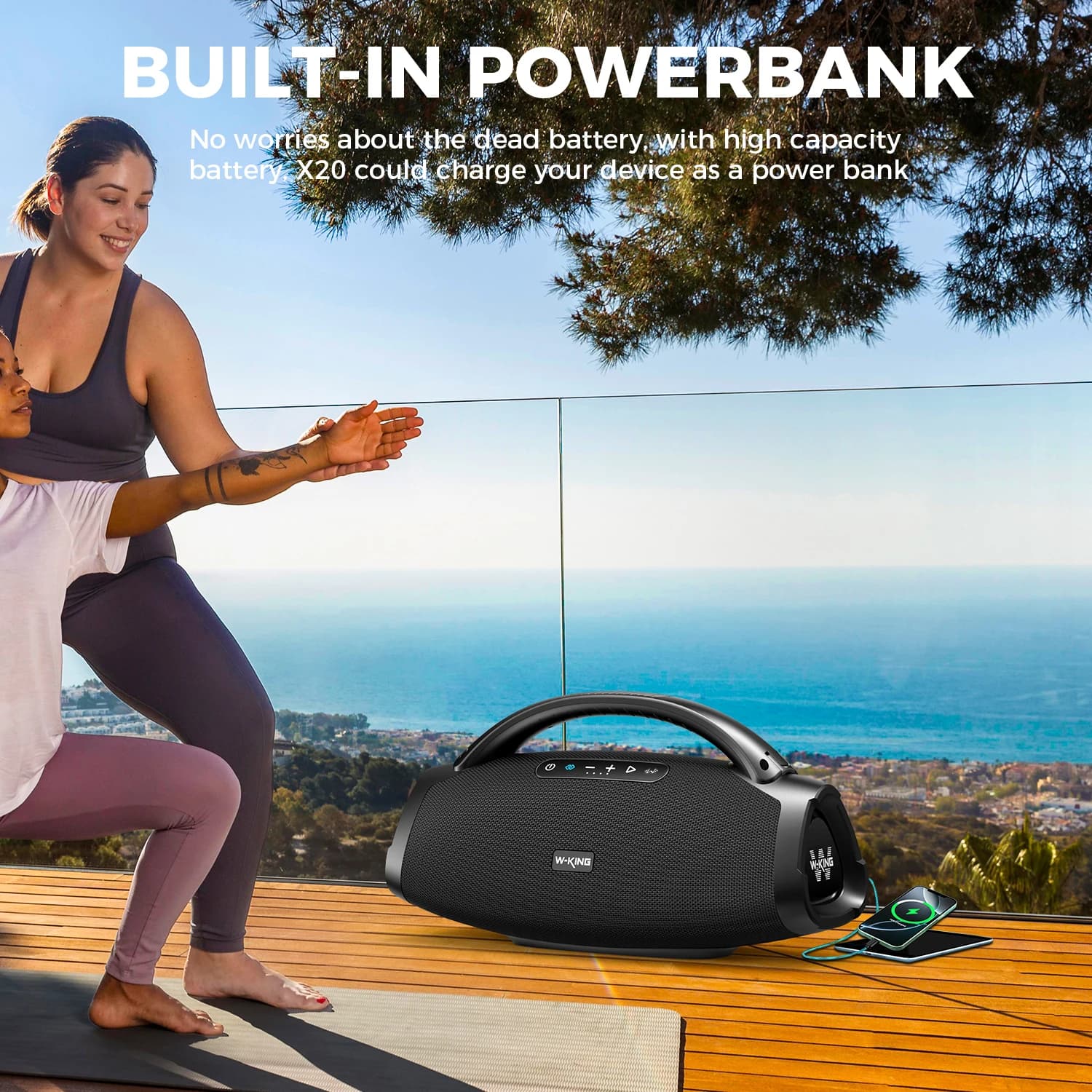 Głośnik Bluetooth W-KING 200W IPX7 bas party - 6