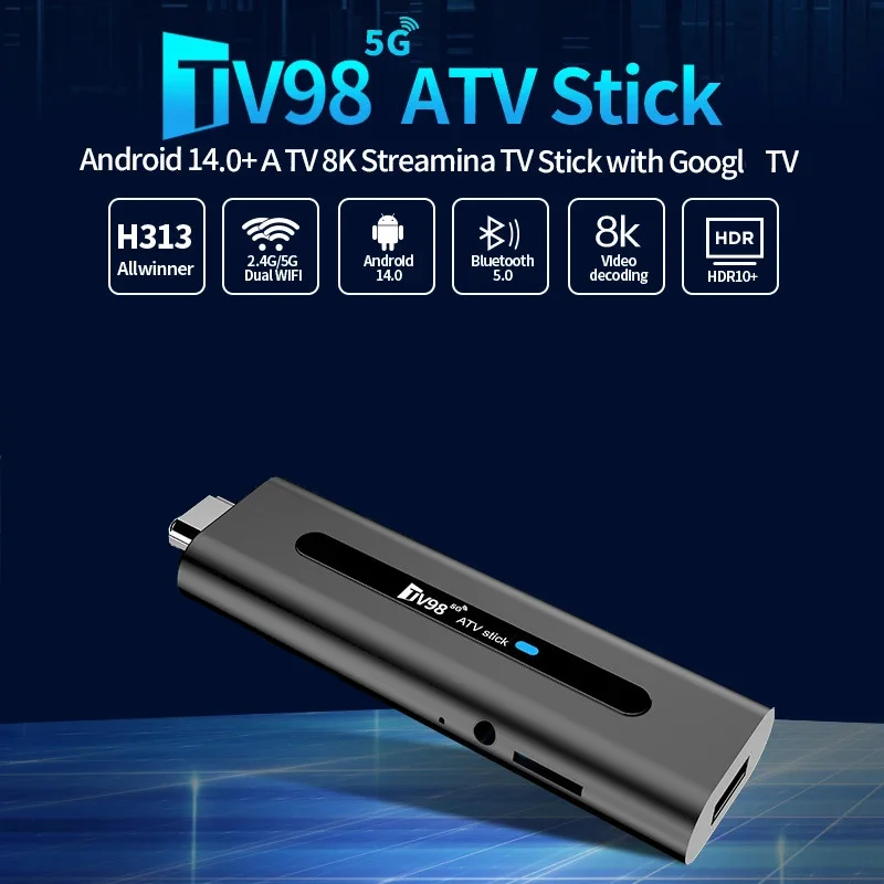 TV98 ATV Stick – streaming 4K 8K BT5.0 - 3