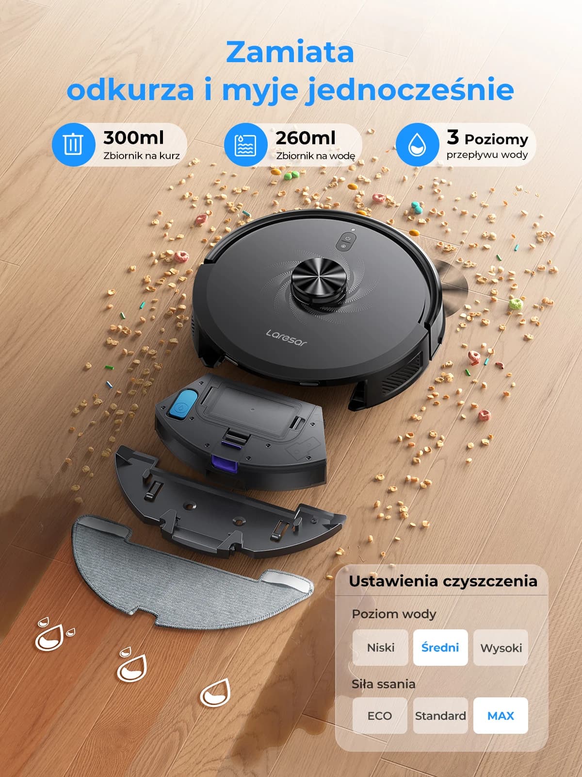 Robot sprzątający Laresar L30 z mopowaniem - 6