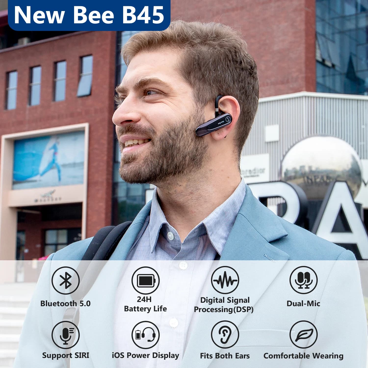 Słuchawki Bluetooth Bee B45 z redukcją szumów - 3
