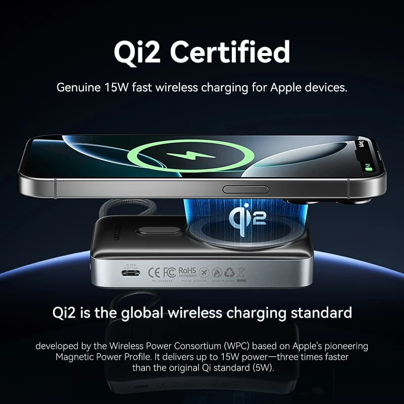 Powerbank magnetyczny 10000mAh Qi2 z kablem - 4