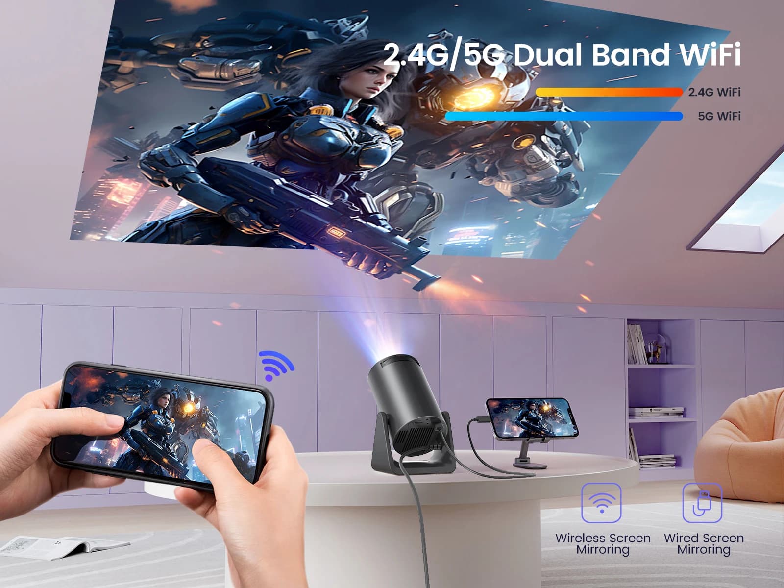 Wimius L1 mini projektor 1080P Android WiFi Bluetooth - 5
