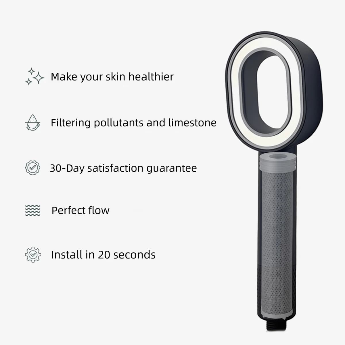 Filtrująca głowica prysznicowa oszczędzająca wodę - 3