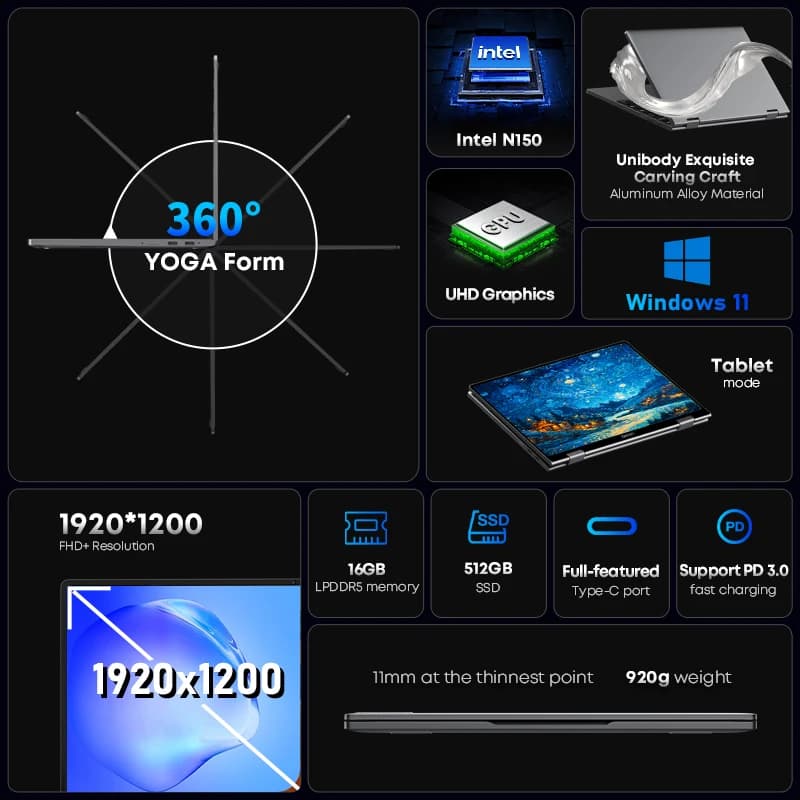 Laptop CHUWI MiniBook X 10,51" 16GB 512GB - 4